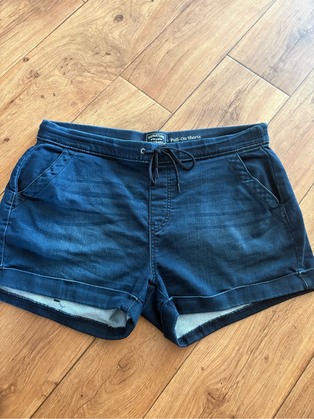 Signature by Levi Strauss Dark Blue Pull-On Jean Shorts